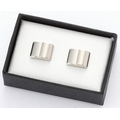 2 Tone Silver Rounded Metal Cufflinks in 2-Piece Black Gift Box